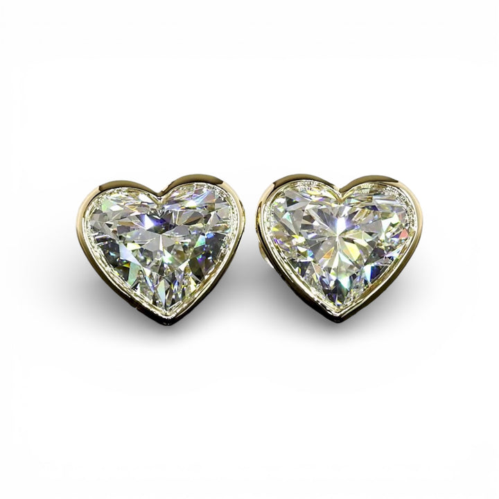 14k White Gold Lab Heart Bezel Studs 4.00 cttw