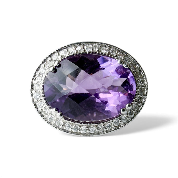 14k White Gold Amethyst Estate Ring