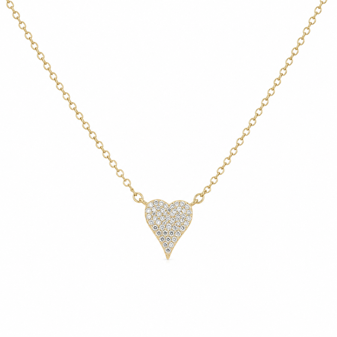 14k Yellow Gold Heart Diamond Pendant