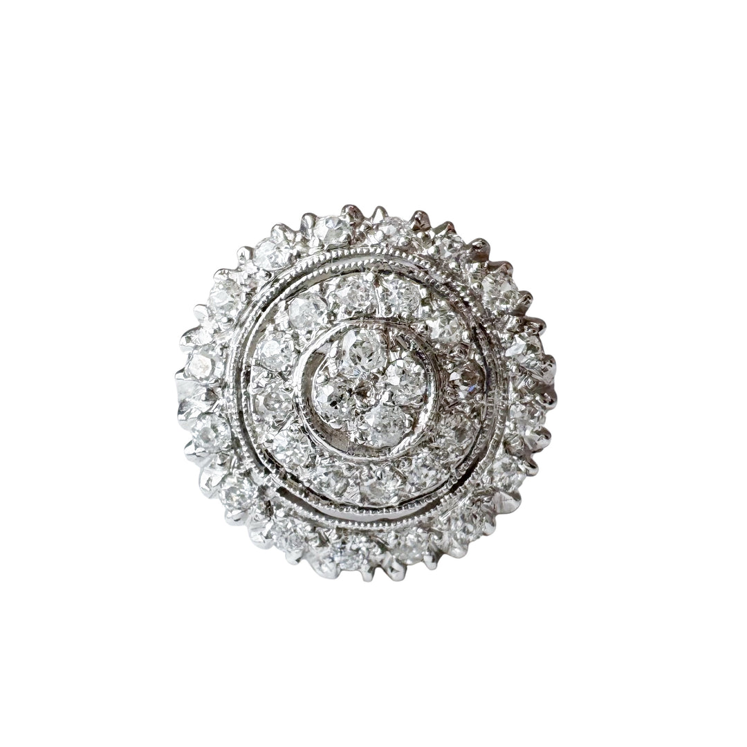 14k White Gold Cluster Diamond Estate Ring