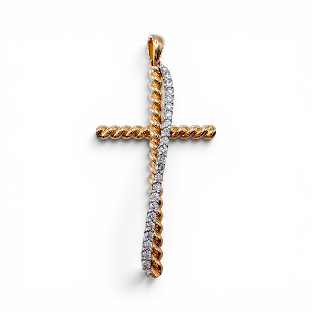 18k Yellow Gold Lab Grown Diamond Cross