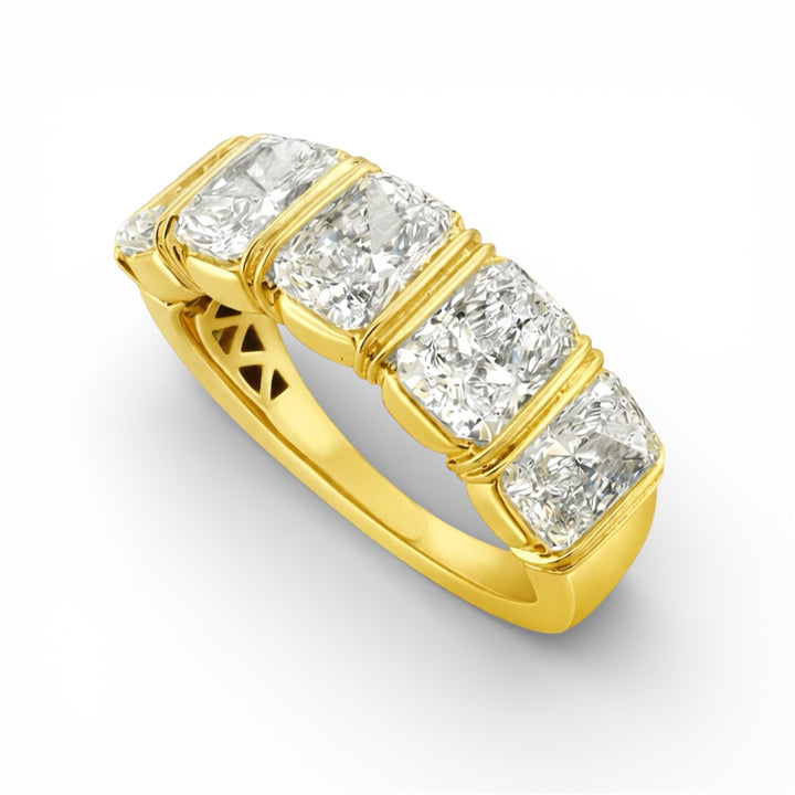 14k Yellow Gold 5 Stone 3.41ctw Radiant Diamond Wedding Band