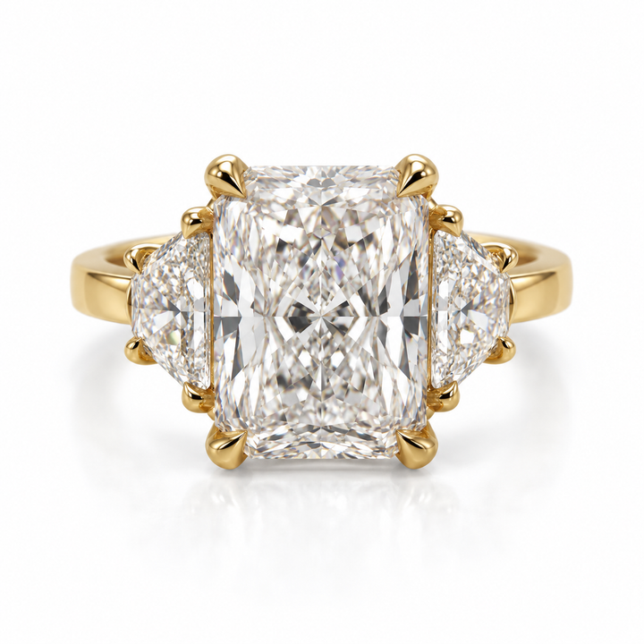 14k Yellow Gold 3 Stone Lab Grown Diamond Engagement Ring