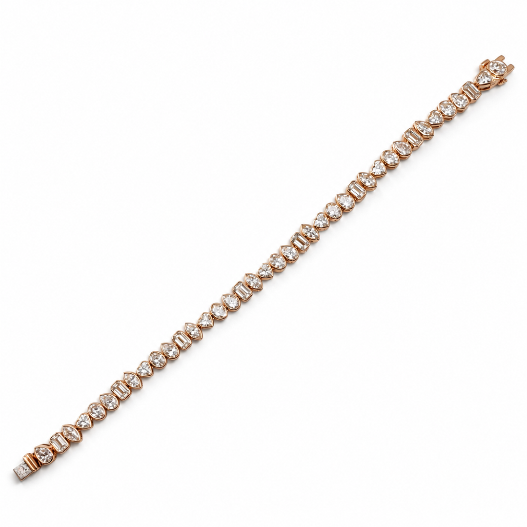 14k Yellow Gold Bezel Mixed Shape Lab Diamond Bracelet 10.02 cttw