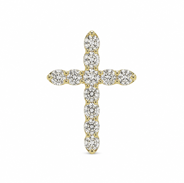 14k Yellow Cross Lab Grown Diamond Pendant 0.73ctw