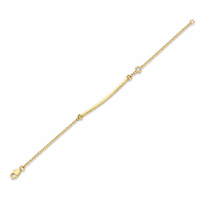 14k Yellow Gold ID Bar Diamond Bracelet