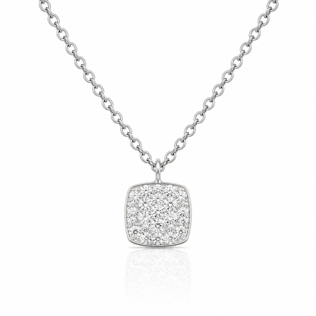 14k White Gold Diamond Cluster Pendant