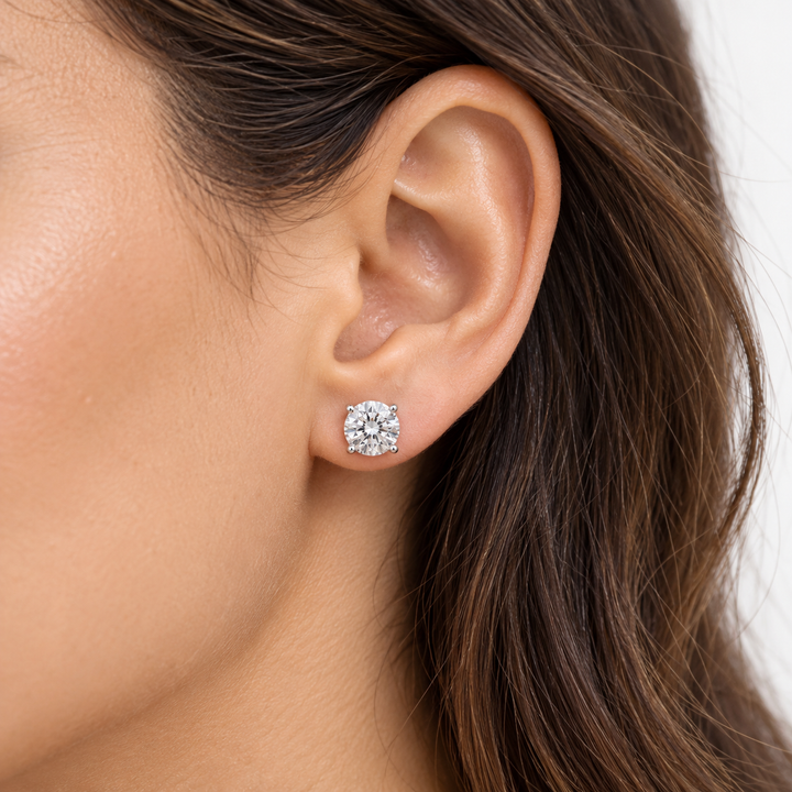 14k White Lab Grown Diamond Studs 2.06 cttw