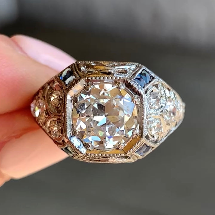 Platinum Antique Diamond Estate Ring