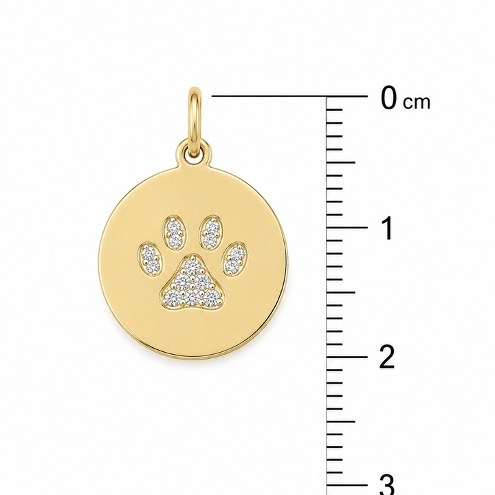 14k Yellow Paw Print Diamond Pendant