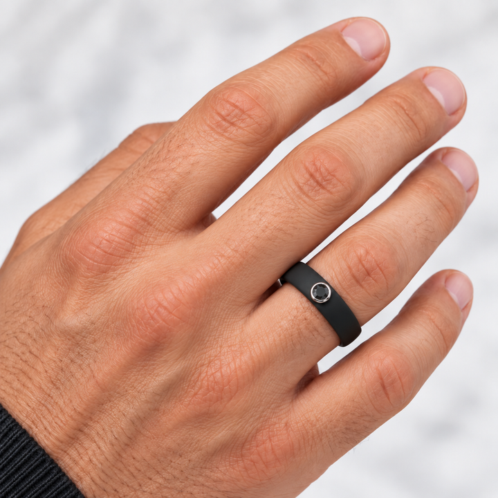 Silicone Black Diamond Wedding Band