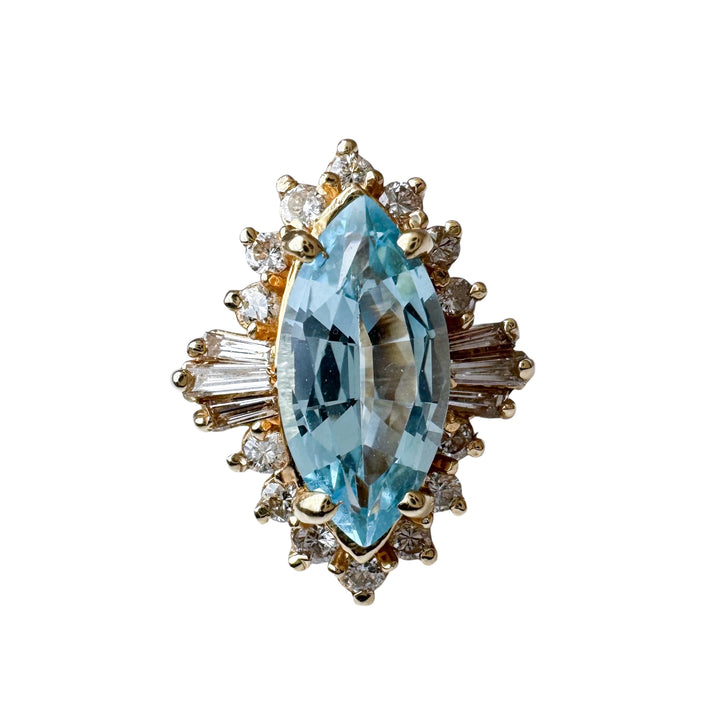 14k Yellow Gold Blue Topaz Estate Ring