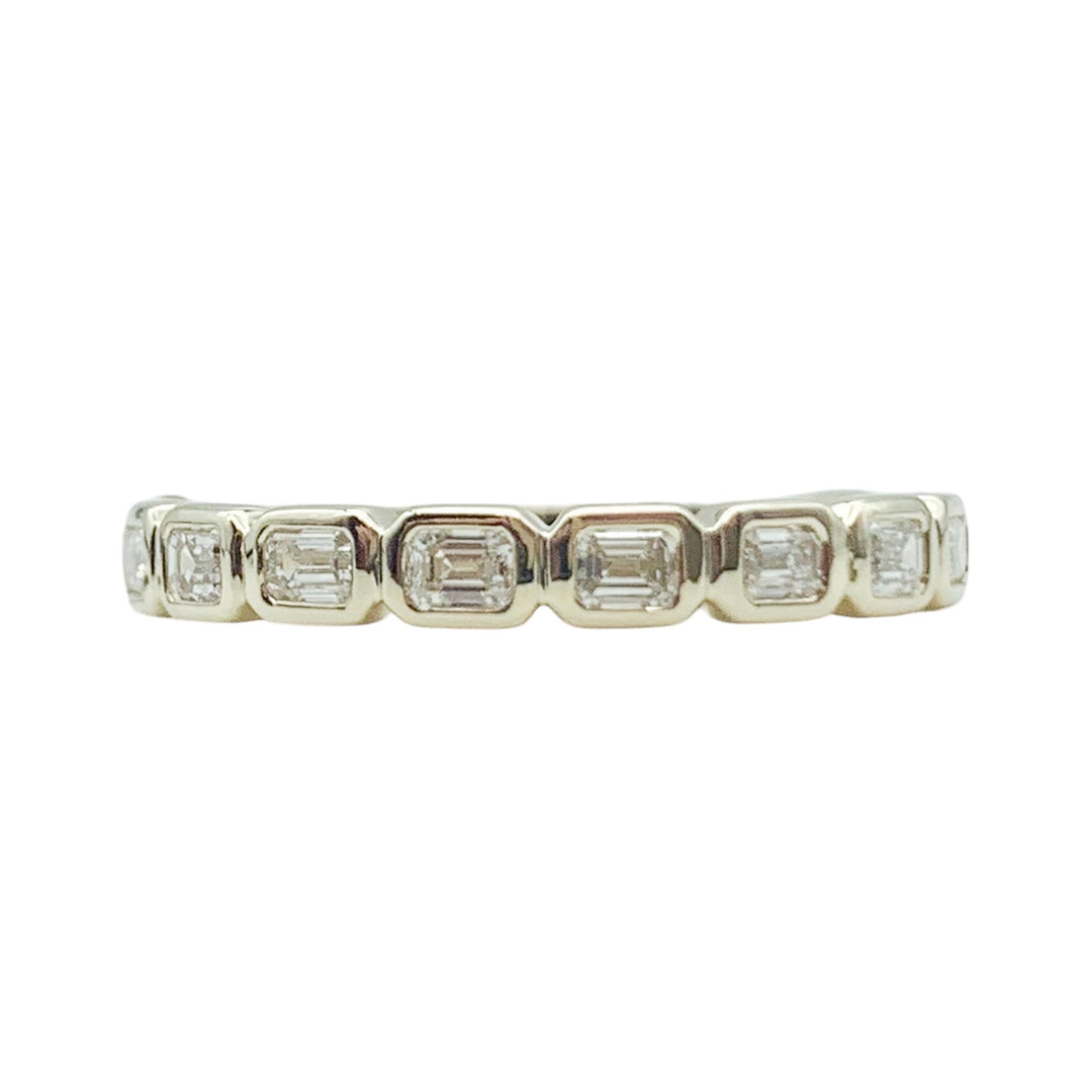 14k Yellow Gold Bezel Set 0.50ctw Emerald Diamond Wedding Band