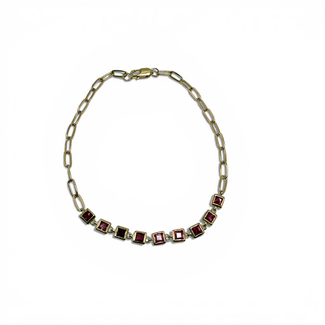 14k Yellow Gold Bezel Set Bracelet