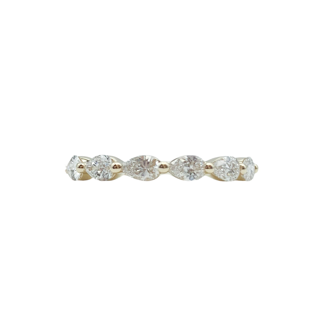 14k Yellow Gold Prong Set 0.90ctw Pear Diamond Wedding Band