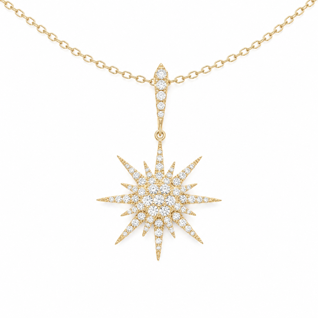 18k Yellow Gold Star Diamond Pendant