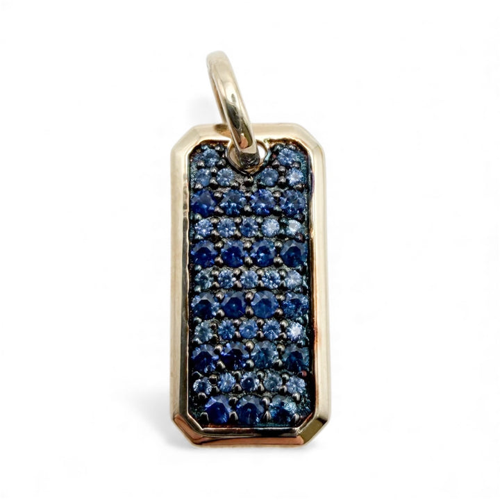 14k Yellow Gold Tag Sapphire Pendant