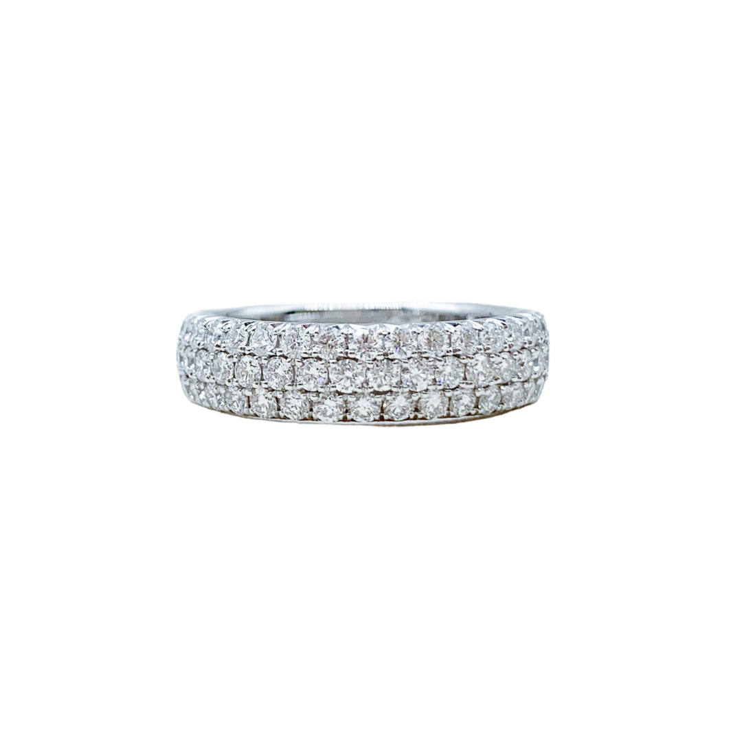 14k White Gold Prong Set 1.10ctw Round Diamond Wedding Band
