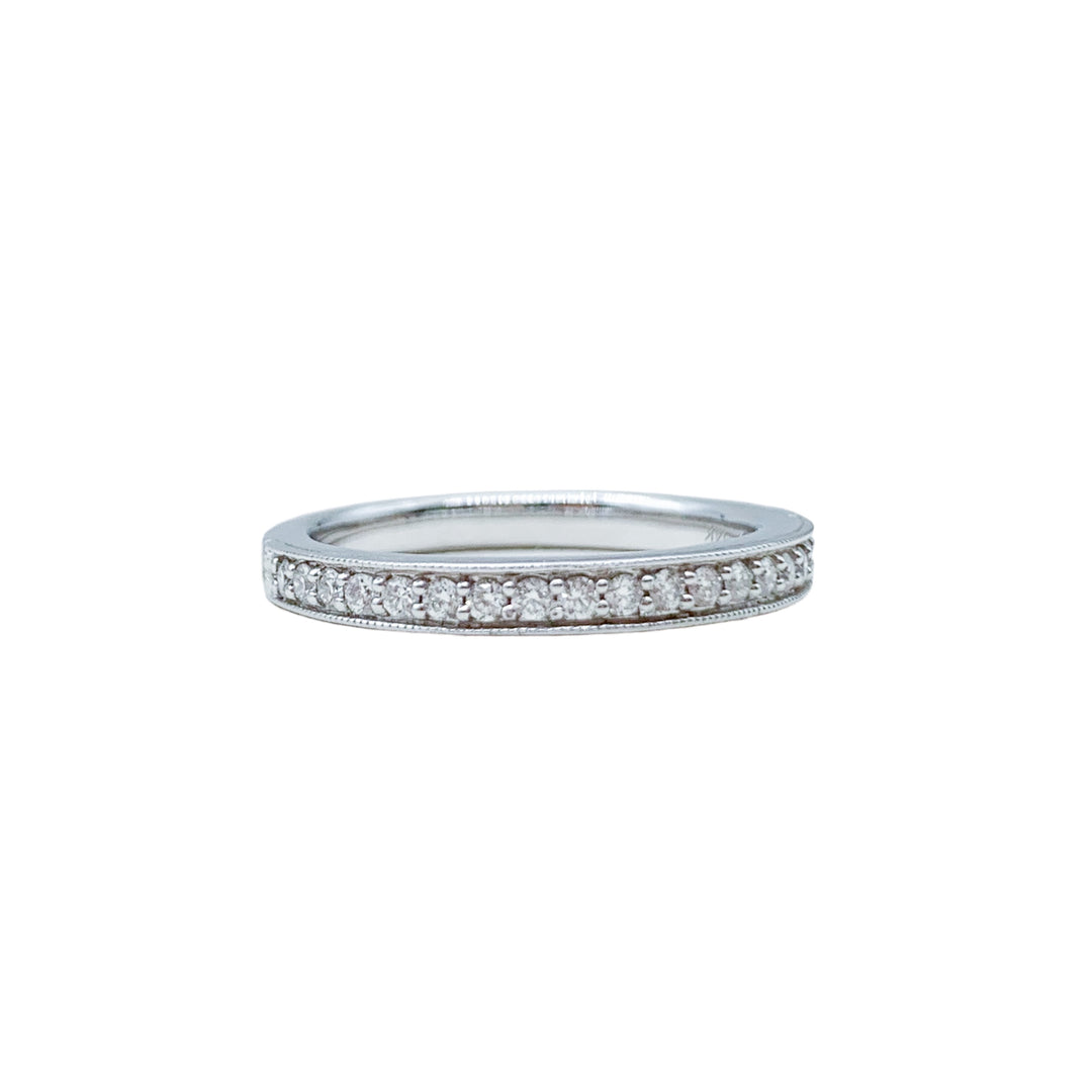 14k White Gold Pave Set 0.25ctw Round Diamond Wedding Band