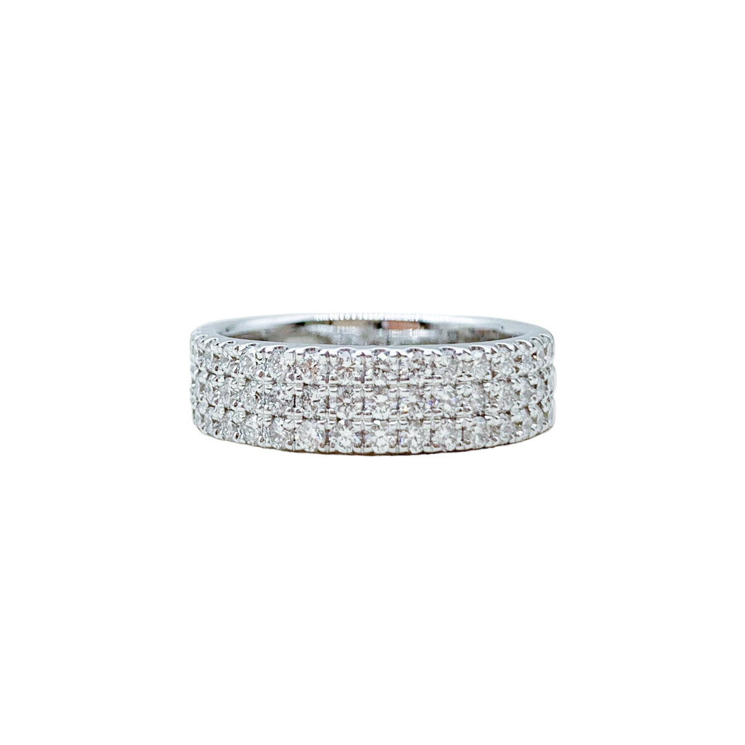 14k White Gold Prong Set 1.00ctw Round Diamond Wedding Band