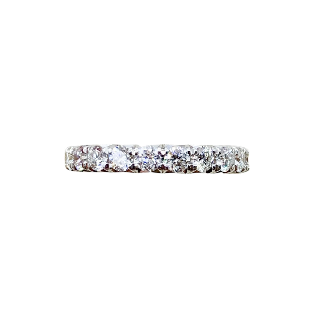 14k White Gold Prong Set 1.00ctw Round Diamond Wedding Band