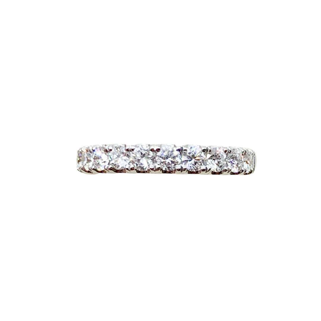 14k White Gold Prong Set 1.00ctw Round Diamond Wedding Band