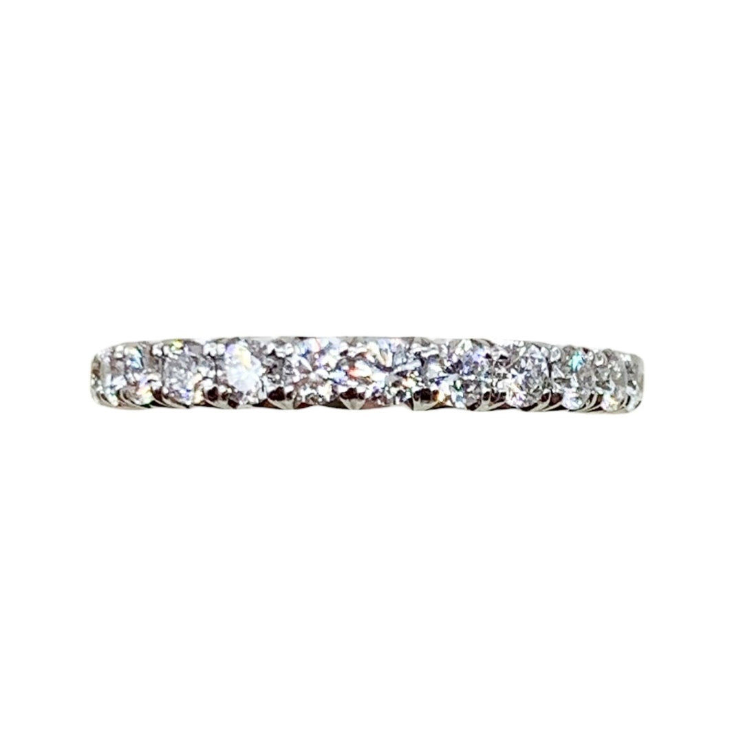 14k White Gold Prong Set 0.65ctw Round Diamond Wedding Band