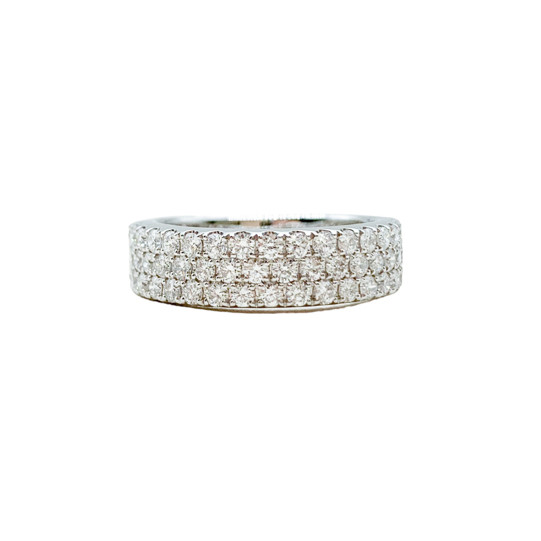 14k White Gold Prong Set 1.10ctw Round Diamond Wedding Band