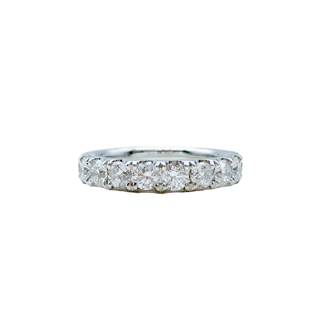 14k White Gold Prong Set 1.60ctw Round Diamond Wedding Band