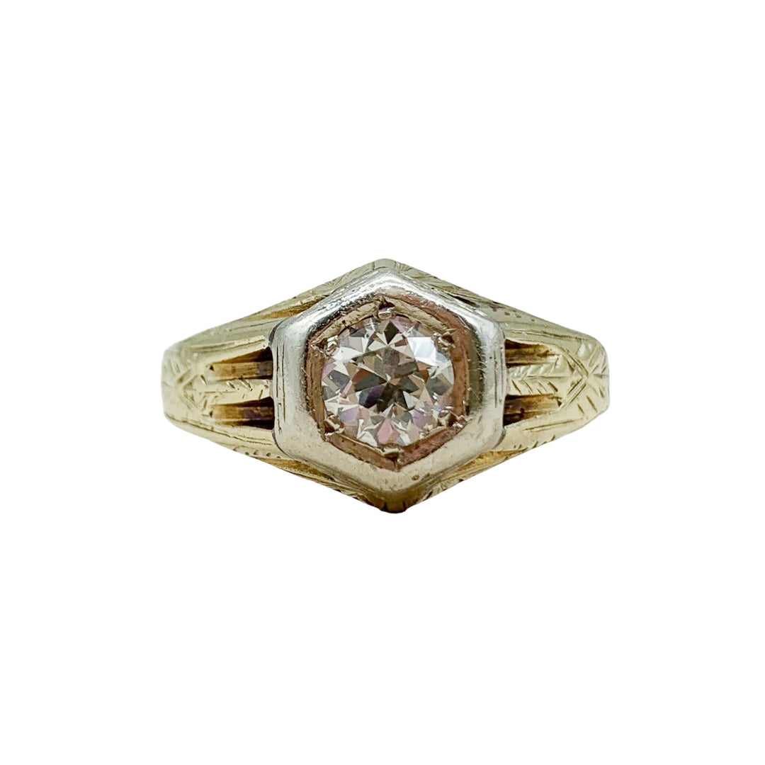 14k Yellow Gold Antique Diamond Estate Ring