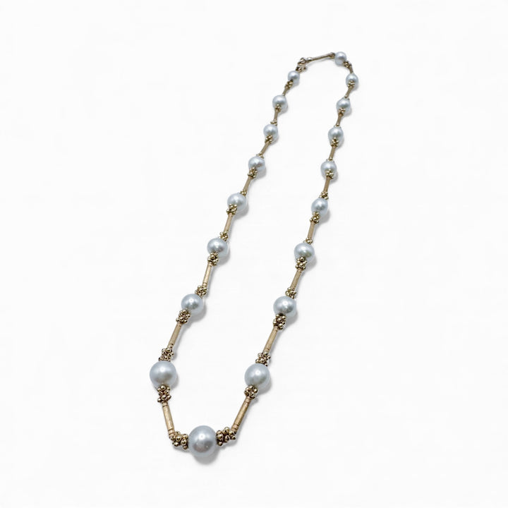 14k Yellow Gold Estate Pearl Necklace