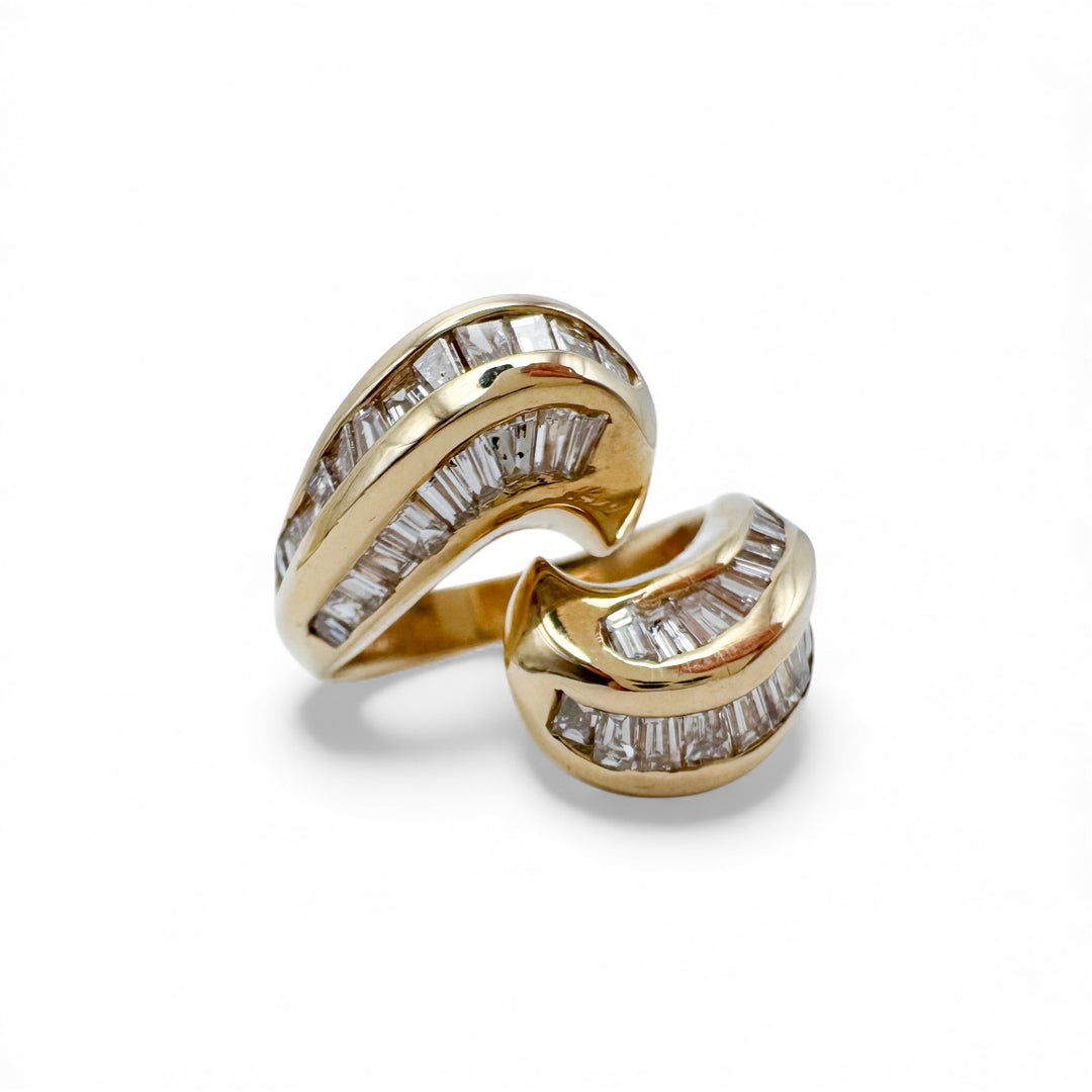 14k Yellow Gold Diamond Bypass Estate Ring