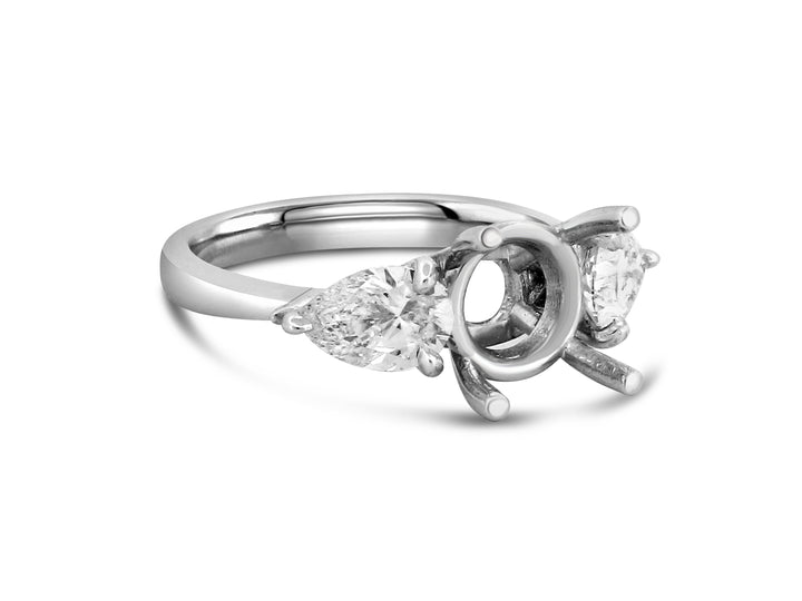 Platinum semi-set lab grown engagement ring Mounting