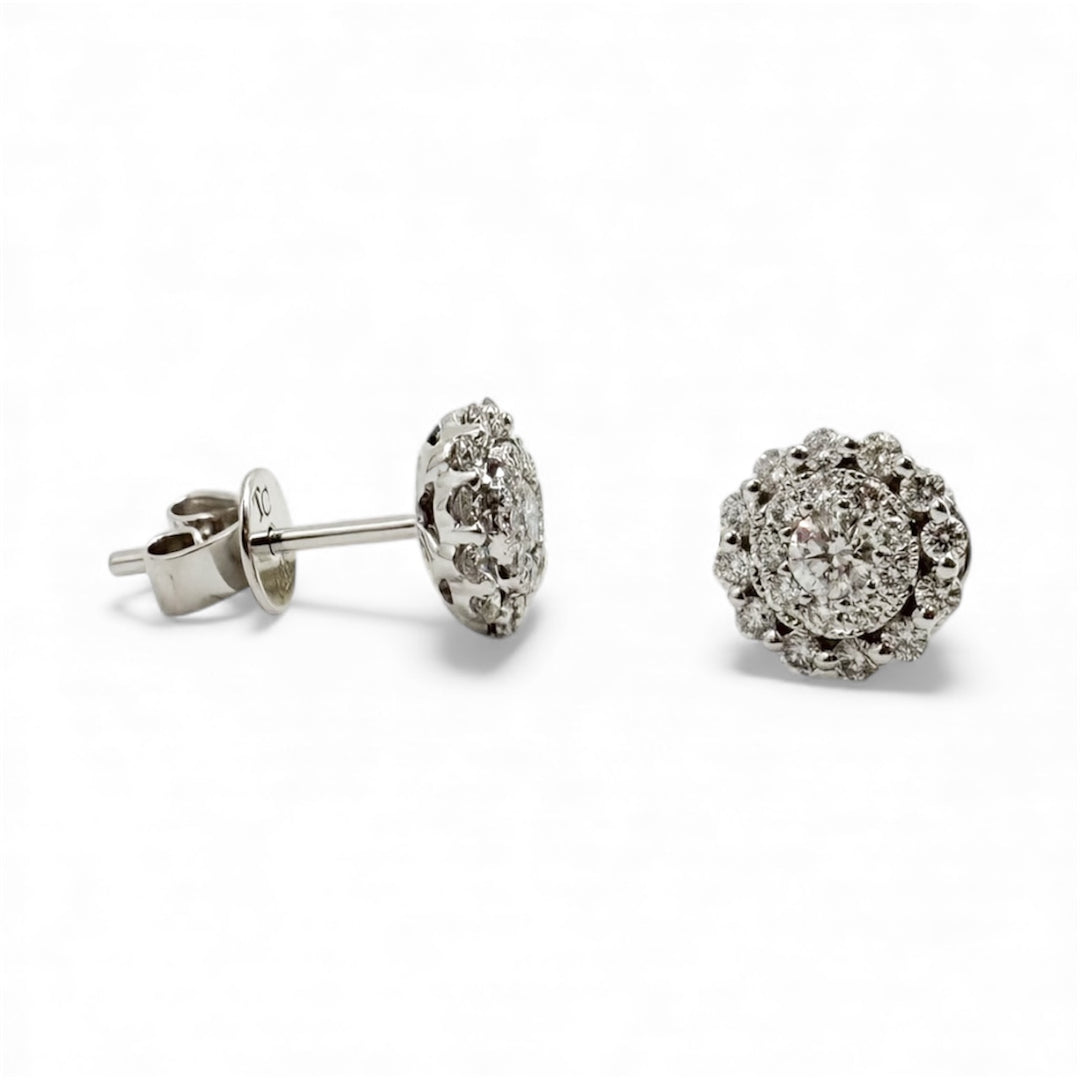 14k White Gold Stud Diamond Earrings 0.54 cttw