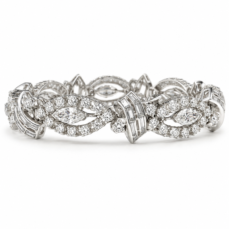 14k White Gold Diamond Estate Bracelet