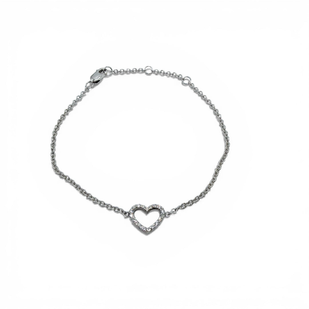 14k Yellow Gold Diamond Heart Bracelet