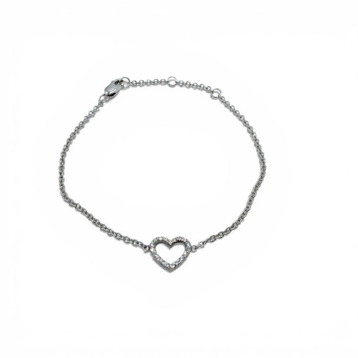 14k Yellow Gold Diamond Heart Bracelet