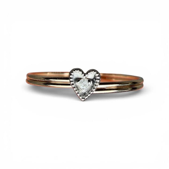 14k Two Tone Diamond Estate Ring