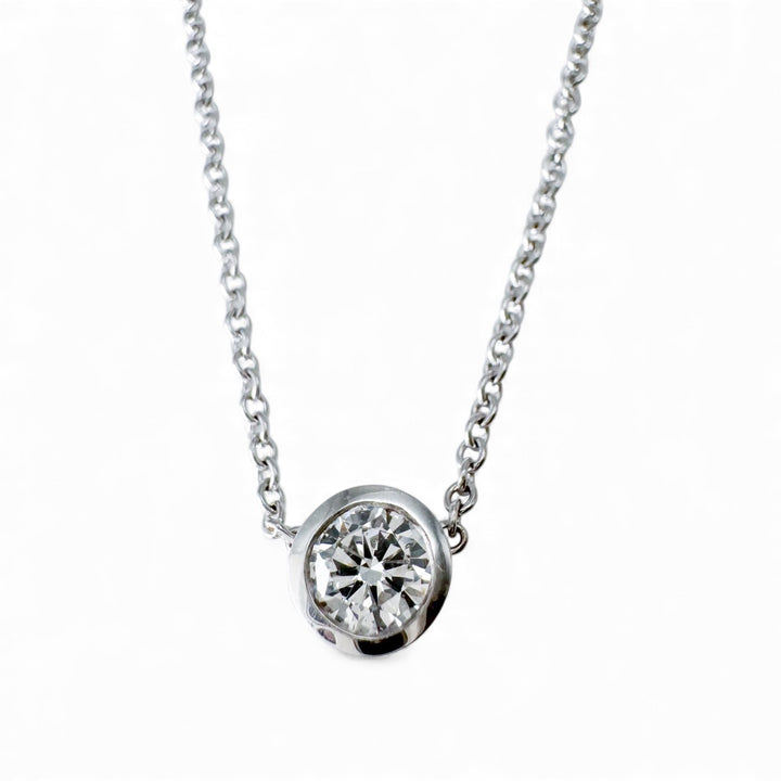 14k White Gold Bezel Diamond Estate Pendant