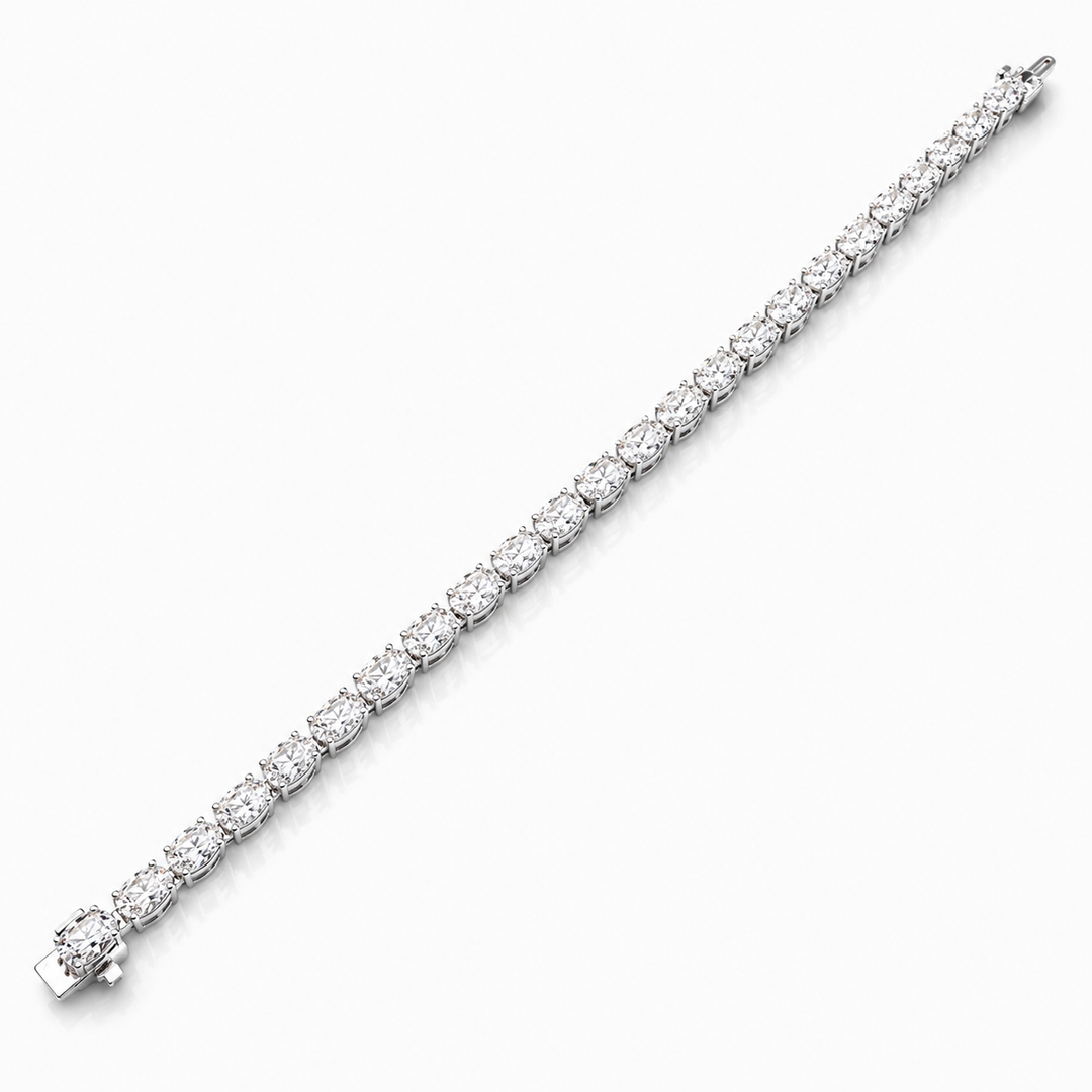 14k White Gold Oval Lab Grown Diamond Bracelet 11.71 cttw
