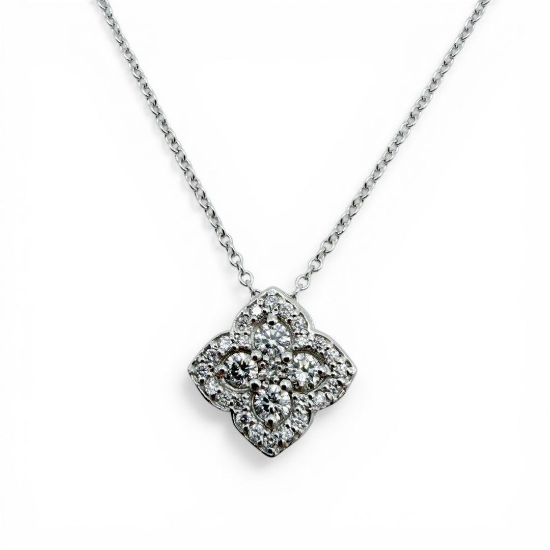 14k White Gold Cluster Diamond Pendant