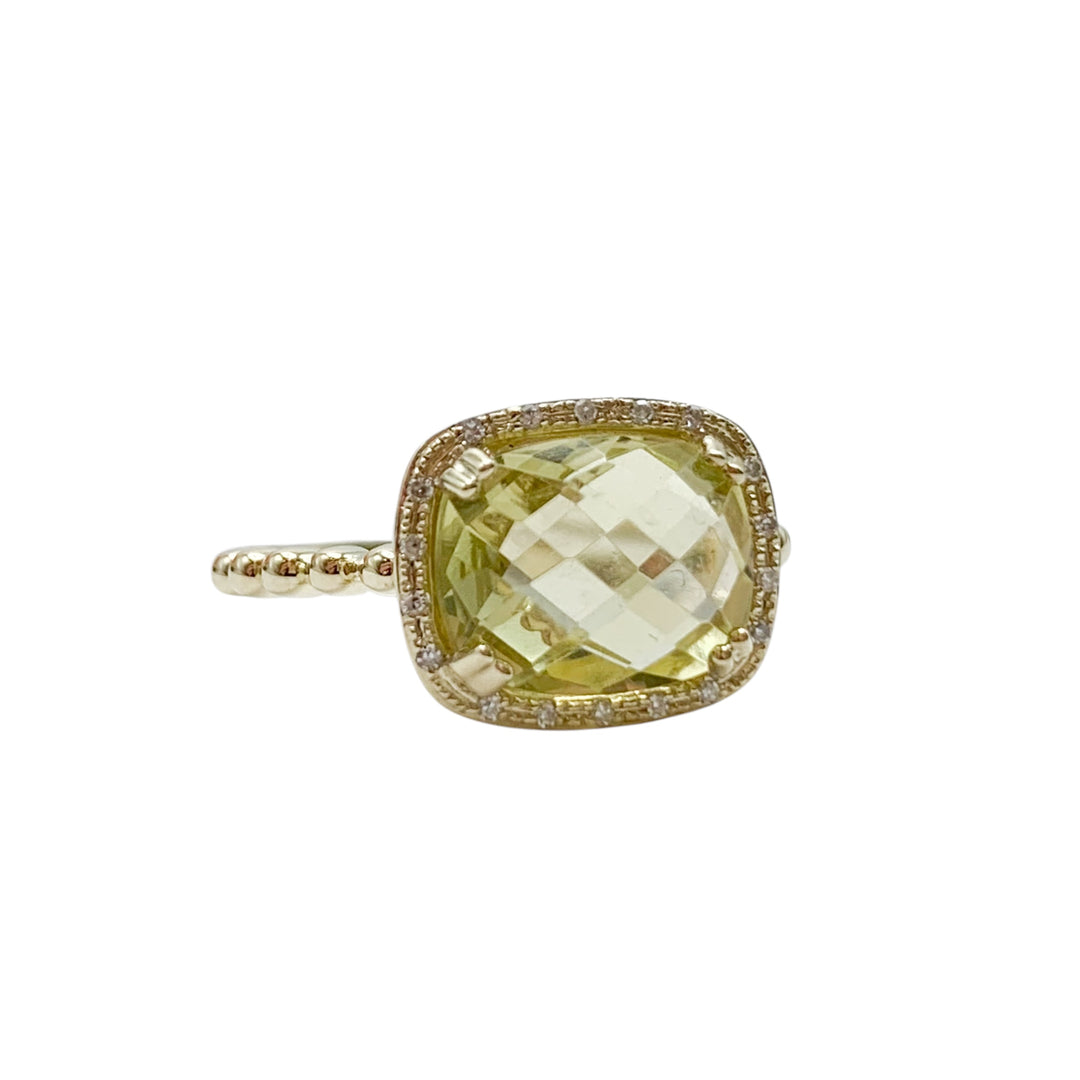 14k White Gold Lemon Quartz Gemstone Ring
