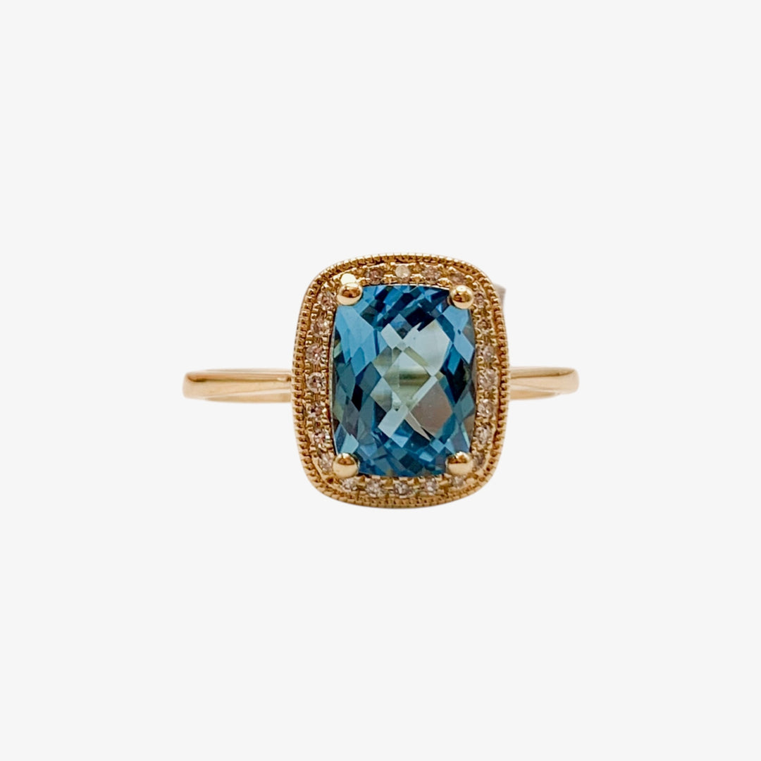 14k Yellow Gold Blue Topaz Gemstone Ring