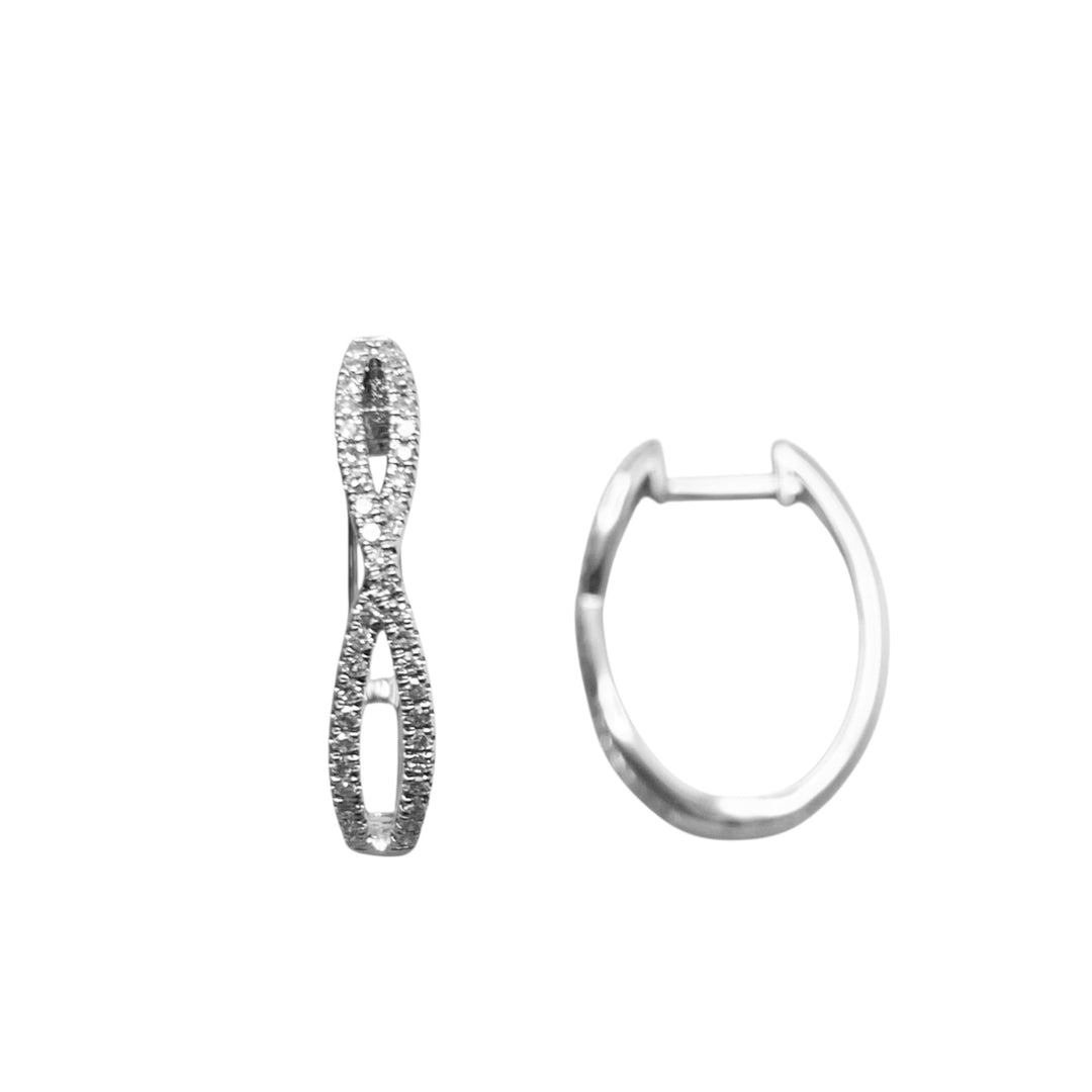 14k White Gold Medium Hoop Diamond Earrings 0.27 cttw