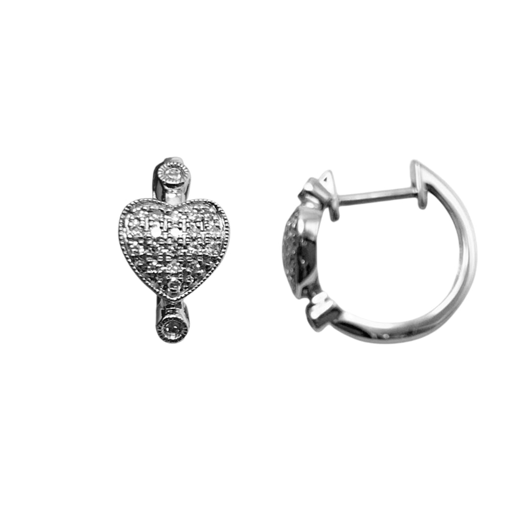 14k White Gold Huggies Diamond Earrings 0.13 cttw