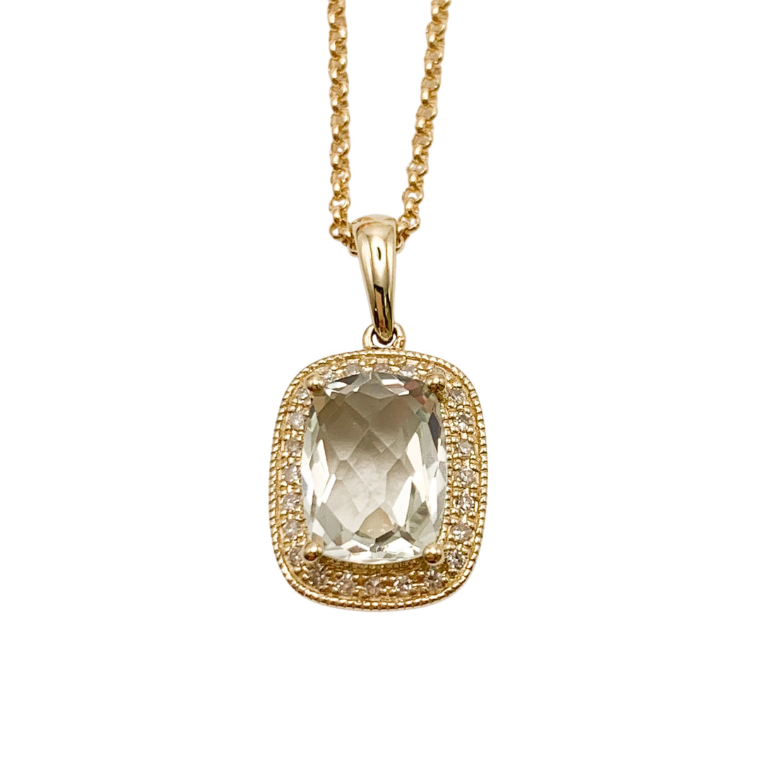 14k Yellow Gold Green Amethyst Pendant