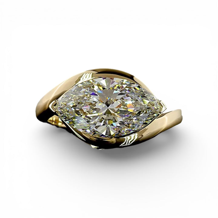 14k Yellow Gold East to West Marquise Lab Ring