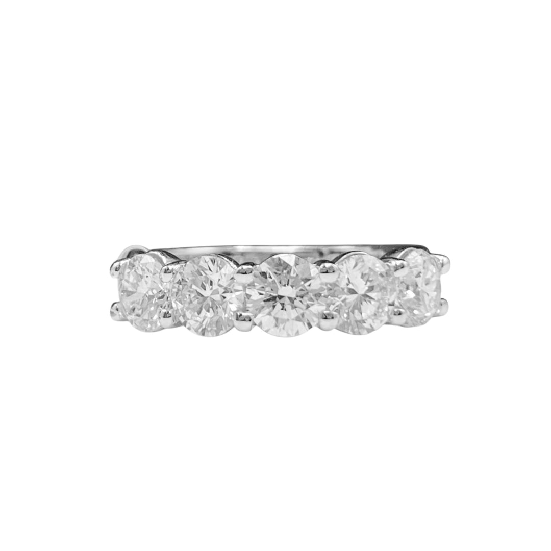 Platinum White Gold 5 Stone 2.01ctw Round Lab Grown Diamond Wedding Band