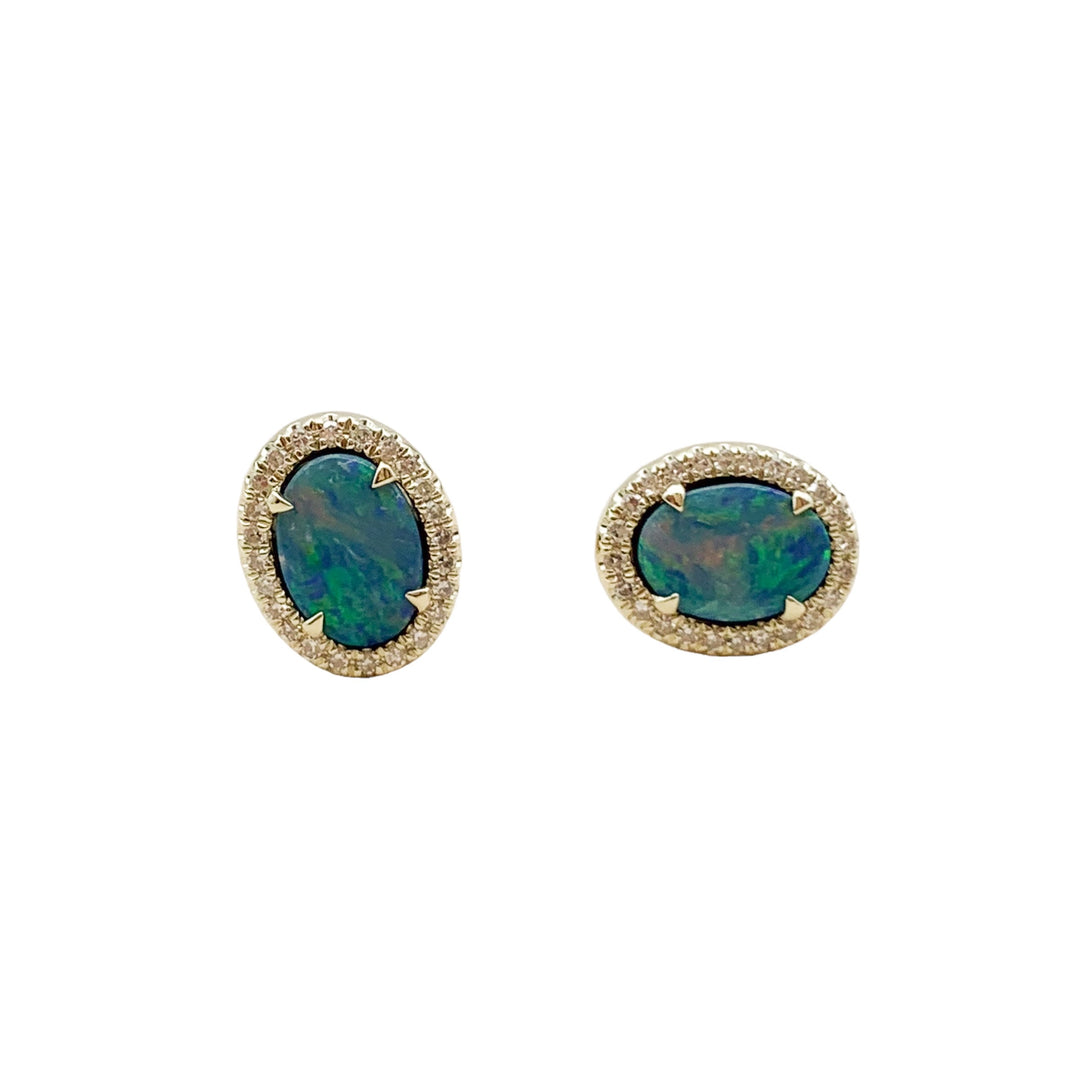 14k Stud Opals Earrings
