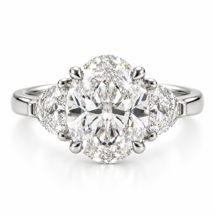 14k White Gold 3 Stone Lab Grown Diamond Engagement Ring